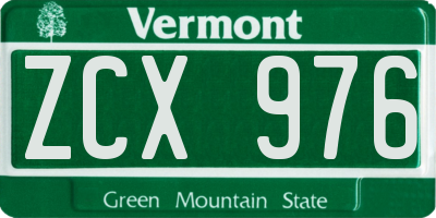VT license plate ZCX976