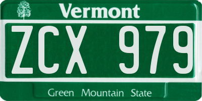 VT license plate ZCX979