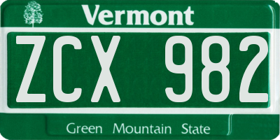 VT license plate ZCX982