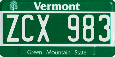 VT license plate ZCX983