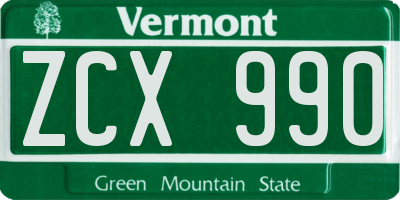 VT license plate ZCX990