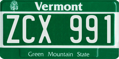 VT license plate ZCX991