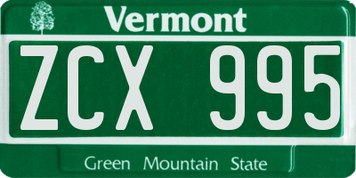 VT license plate ZCX995