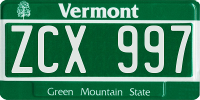 VT license plate ZCX997