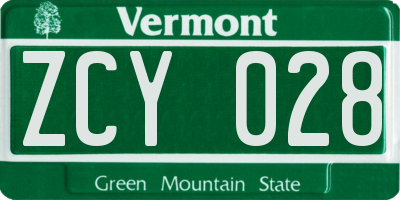 VT license plate ZCY028