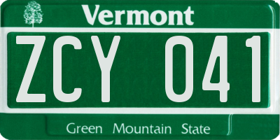 VT license plate ZCY041