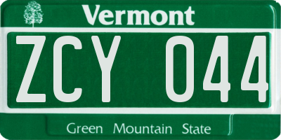 VT license plate ZCY044