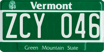 VT license plate ZCY046
