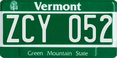 VT license plate ZCY052