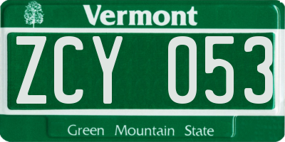 VT license plate ZCY053