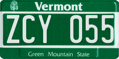 VT license plate ZCY055
