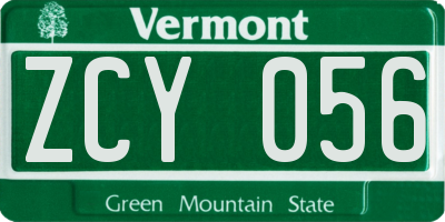 VT license plate ZCY056
