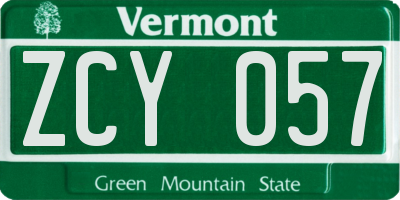 VT license plate ZCY057