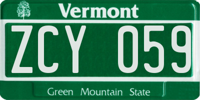 VT license plate ZCY059