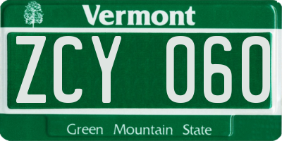 VT license plate ZCY060