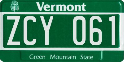 VT license plate ZCY061