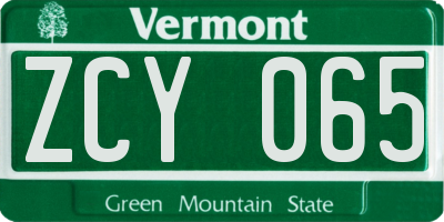 VT license plate ZCY065