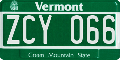 VT license plate ZCY066