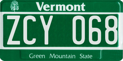 VT license plate ZCY068