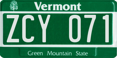 VT license plate ZCY071
