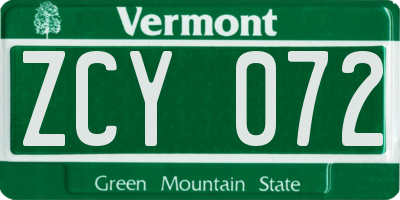 VT license plate ZCY072