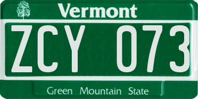 VT license plate ZCY073