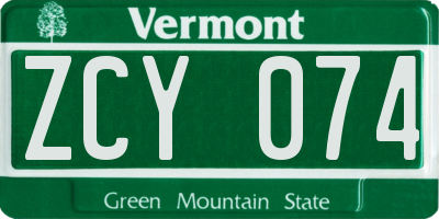 VT license plate ZCY074