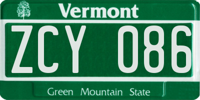 VT license plate ZCY086