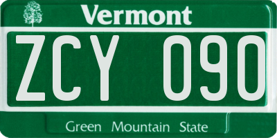 VT license plate ZCY090