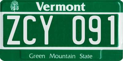 VT license plate ZCY091