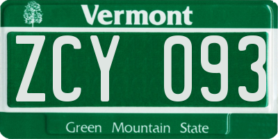 VT license plate ZCY093