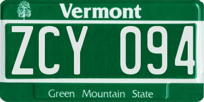 VT license plate ZCY094