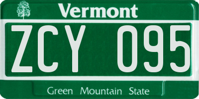 VT license plate ZCY095
