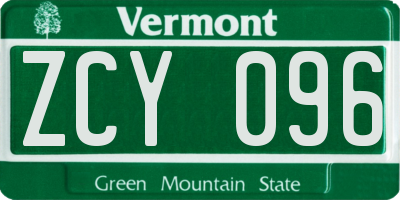 VT license plate ZCY096