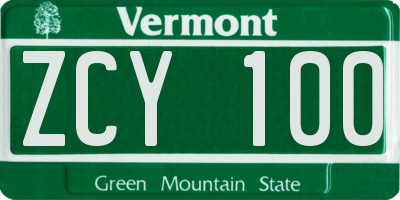 VT license plate ZCY100