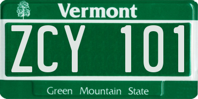 VT license plate ZCY101