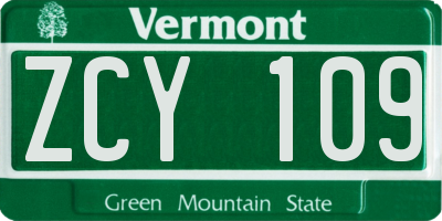 VT license plate ZCY109