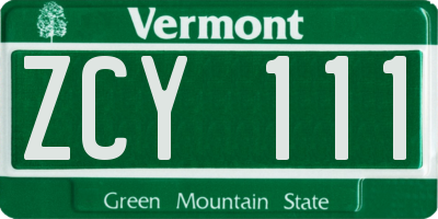 VT license plate ZCY111