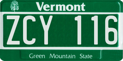 VT license plate ZCY116