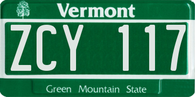 VT license plate ZCY117