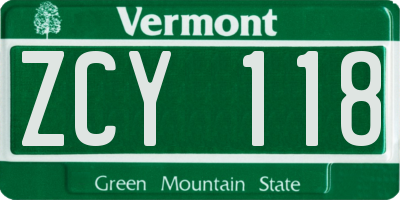 VT license plate ZCY118