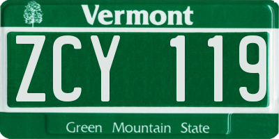 VT license plate ZCY119