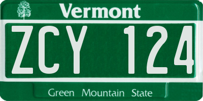 VT license plate ZCY124