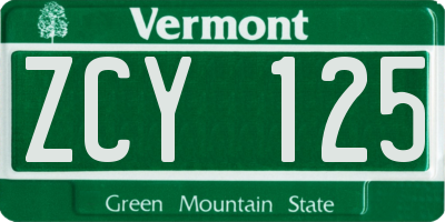 VT license plate ZCY125