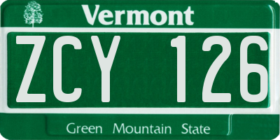 VT license plate ZCY126