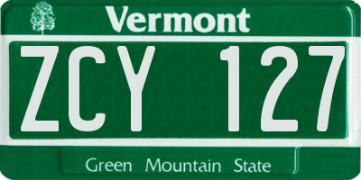 VT license plate ZCY127