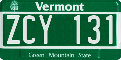 VT license plate ZCY131