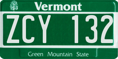 VT license plate ZCY132