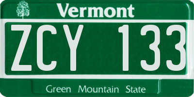 VT license plate ZCY133