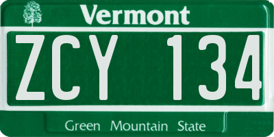 VT license plate ZCY134